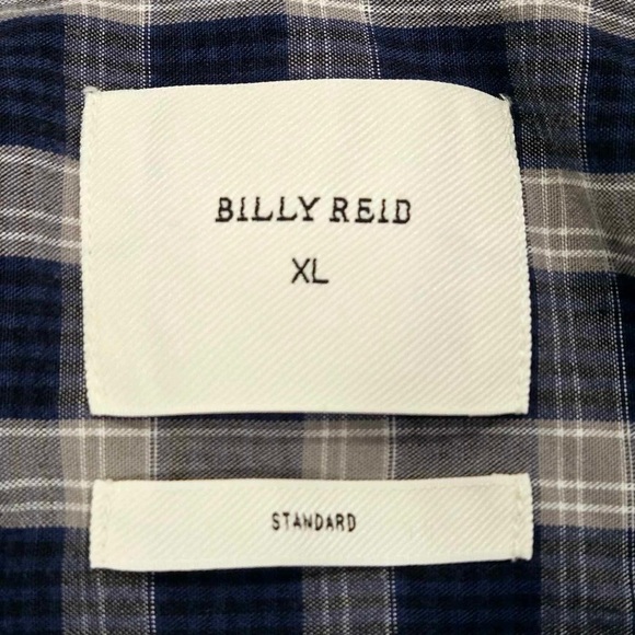 Billy Reid Plaid Blue and Gray Men’s Standard Button Down Size XL - Picture 2 of 7